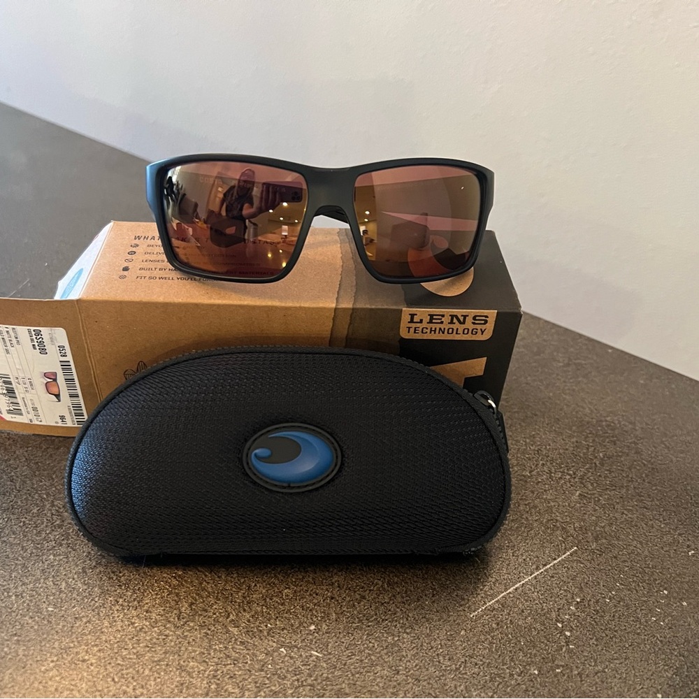Costa Black Frame Sunglasses with Amber Lenses